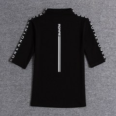 FANSYLI 패션 반폴라 5부 티셔츠 골프티셔츠 여성 봄가을 레터링 프린트티셔츠 X7J22