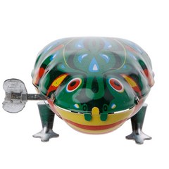 금속 바람 점프 점프 개구리 시계 주석 장난감 어린이 재미있는 게임 빈티지 인형, 다색