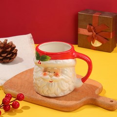 DONHAN 크리스마스 머그컵 INS풍 우유 세라믹컵, 산타 글로스(커버 없음)