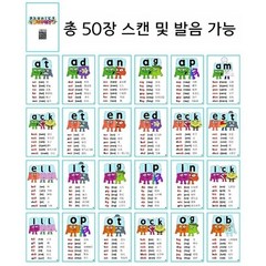 Alphablocks 알파블럭스 알파벳 영어 스펠링 철자 파닉스 벽보 포스터 카드 세트, 4인치 카드 스펠링 50장 영어 중국어