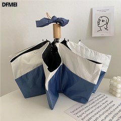 DFMEI 3단 패치워크 자외선 차단 접이식 우산 청우 겸용 우산