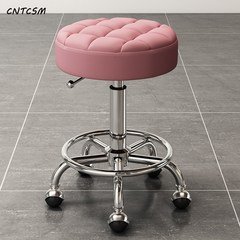 CNTCSM바의자 오르내리자 의자 돌리자 바의자 가정용 회전의자 높은 발 의자 등받이 둥근 의자 미용 의자, 빵 연보라 실버 철제 바퀴, 1개