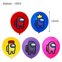 키즈파티 키즈 풍선 생일 파티 키즈파티룸 파티룸 파티용품 어몽어스 게임 테마 장식 일회용 식기 종이컵 접시 배너 케이크 베이비 샤워 아이, [21] Balloons-15pcs