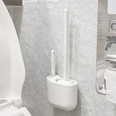 WETWO 무타공 벽걸이 실리콘 화장실 변기솔, 화이트, 1개