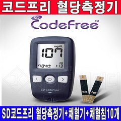 SD 코드프리 혈당측정기+침10개+채혈기+가방 세트 당뇨측정기
