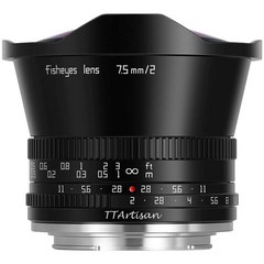 TTArtisan 티티아티산 7.5mm f2 광각 어안 렌즈 소니 캐논 니콘 후지 크롭렌즈, 블랙