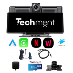 카플레이 모니터 안드로이드 애플 오토 무선 차량 내비게이션 블루투스 블랙박스 후방카메라, 안드12 전방 카메라 버전+GPS+128GB