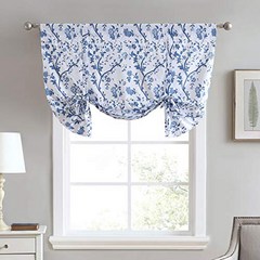 Laura Ashley Elise Collection Stylish Floral Print Valance Curtain Chic Decorative Window Treatment, 1, Blue