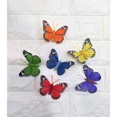 8cm 컬러풀 깃털 나비 6색상 12마리 Set 나비 모형 가짜 나비