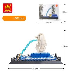 조립 빌딩 블록 세계적으로 유명한 건축 모델 시리즈 피라미드 빅 벤 루브르 에펠 탑, 싱가포르 머라이언 동상-503 조각