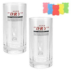 아사히 Asahi 슈퍼 드라이 435ml 맥주 머그 글라스받침 포함, 아사히 B, 2pcs, 1개