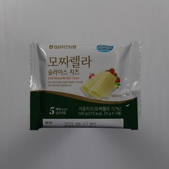 임실치즈농협 모짜렐라 슬라이스 치즈20gX5매 (1팩), 1팩, 20g