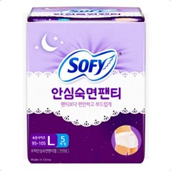 쏘피 바디피트 안심 숙면 팬티 L라지 입는오버나이트, 5개입, 6개