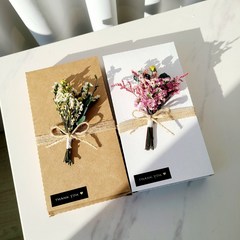 소소애 플라워 디저트 과자 선물 답례품 포장 상자, 2개, 크라프트상자+분홍색꽃