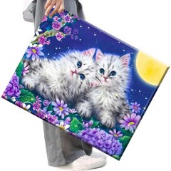 FASEN 액자 보석십자수 캔버스형 DIY 키트 40 x 50 cm, FAN91.귀여운 고양이예요, 1세트