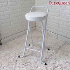 CuteQueen 귀여운여왕 강관 바 탁자 낚시 의자 바 의자 바 의자 높은 바 의자 발 높은 발 의자 카운터 의자 접이식 의자 75CM 65CM 소프트백 의자, 75cm 앉아 높이 모두 흰색, 1개