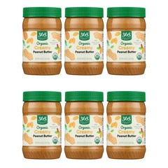 홀푸드마켓 무가당 무염 크리미 땅콩버터 454g 365 Whole Foods Market Creamy Peanut Butter, 6팩