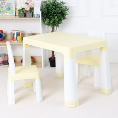 헬로디노 아기 유아 책상 1p + 의자 2p 세트 높이조절 테이블, 옐로우 베이지(책상+2p의자)