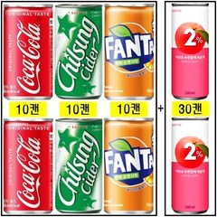 코카콜라 190ml(10캔) + 칠성사이다 190ml(10캔) + 환타오렌지 190ml(10캔) + 이프로 부족할때 복숭아 240ml(30캔), 60캔