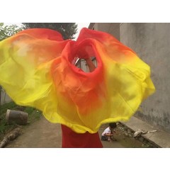 댄스복 줌바댄스복 여성 상의 세트 클래식 250114cm 실크 베일 밸리 댄서 무대 손, 250cmx114cm, 빨강 노랑