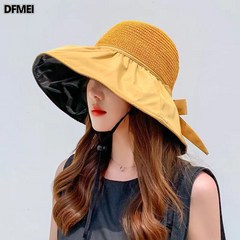 DFMEI 여성 썬캡 얼굴 가리개 벙거지 썬캡 리본모자