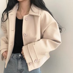 [레티고] 여성 데일리 카라 캐주얼 하프 자켓 코트
