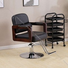 레트로 고급 바버샵 이발소 미용실 의자 헤어샵 체어 인테리어 복고풍, 블랙 발판있음, 1개