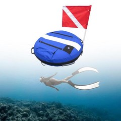 Freediving Buoy Float with Dive Flag Training Marker Signal Inflatable Diver Safety Gear for Scuba D, 03 Blue