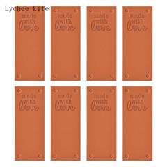 Lychee Life 24 개/몫 사랑으로 만든 수제 PU 가죽 라벨 직사각형 모양의 의류 라벨 태그 Diy 봉제 공예, 2, 24개
