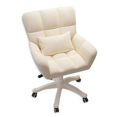 BOSUN 패션 등받이 회전 바퀴 의자 화장대 책상 예쁜 인테리어의자, 흰색, 도르래, 1개
