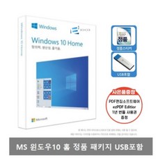 MS Windows10 Home 처음사용자용 FPP 정품 USB설치미디어 포함 [영구사용], 단독상품