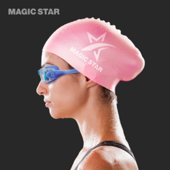 매직스타 롱헤어 전용 실리콘수모(+1cm 세미빅사이즈 긴머리 여성수영모 MSW3FS03), 핑크, 1개