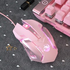 CNTCSM 핑크 기계식 키보드 소녀 게임 유선 키보드 조명 87/104 데스크탑 컴퓨터 게임 귀여운 핑크 블랙, 핑크 마우스, 하나, 하나