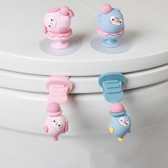 헤스티유 변기 뚜껑 손잡이 변기손잡이 커버, 2세트, 블루+핑크