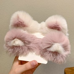 고양이귀 헤어핀 머리핀 똑딱이 헤어 삔 귀여운, 핑크, 화이트, 1개