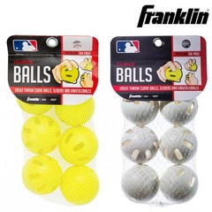 프랭클린 커브볼 야구공 73MM 64106A, 1세트, 커브볼 6입 색상랜덤(64106A)