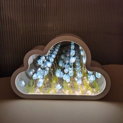 구름 튤립 무드등 거울 집들이 선물 조명등 조명 꽃, 파란 튤립 20송이
