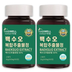 하비웰 국내산 백수오 복합추출물정 600mg X 60정, 2통, 2개