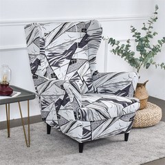 윙체어 다이닝 Geometry Elastic Wing Chair Cover Stretch Spandex Armchair Slipcovers Removable Single, 02 A2 Wingchair Cover