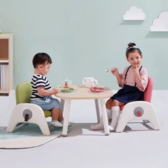 시디즈 아띠 유아 책상 의자 세트, 라이트우드(책상)+블루(의자)