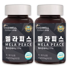 하비웰 멜라피스 식물성 멜라토닌 세로토닌 트립토판 테아닌 세인트존스워트 알약 HACCP 식약처 인증, 2통, 60정