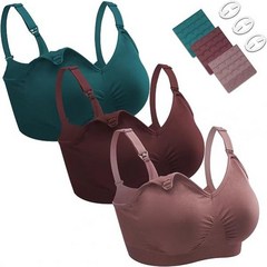 Nursing Bras for Breastfeeding 3 Pack Seamless Maternity Pregnancy Sleep Bralette with Extra Bra Ext