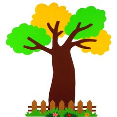 [지니스쿨] 교실 환경미화 - 넓은잎 봄 가을 나무 세트 310 (갈색 울타리), 갈색 울타리