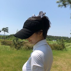 로로얼로이 골프 여성용 봄 여름 가을 니트 썬캡 망사 모자, 1개, 블랙