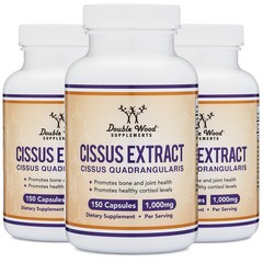 Double Wood Supplements 더블우드서플리먼트 Cissus 시서스추출 분말캡슐 1000mg 150캡슐, 150정, 3개