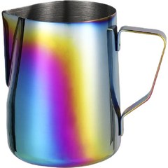 MOJAE 스테인리스 스틸 엑트러플레이티드 드로우 커피 라테 아트 컵 밀크저그 600ml, 1개, 혼합 색상