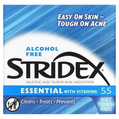 Stridex 싱글 스텝 여드름 관리 알코올 무함유 소프트 터치 패드 55개입 각 10.7㎝² 4.21 in²), 상품, 1개, 55개