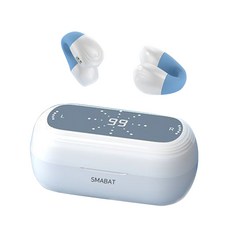 SMABAT 블루투스 무선 이어폰 공기 전도 블루투스 이어폰 이어클립형 디지털 디스플레이 블루투스 이어폰, 블루