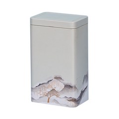 금속 틴 플레이트 상자 일본 차 컨테이너 항아리 녹차 저장 상자 음식 캔, 흰색, 1개