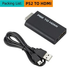 PS2 to HDMI 호환 컨버터 1080P 풀 HD 비디오 변환 전송 인터페이스 어댑터 게임 콘솔 TV 프로젝터, PS2에서 HDMI로, 한개옵션1